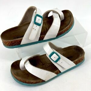 SOFTMOC  White Sandals with Teal Accents